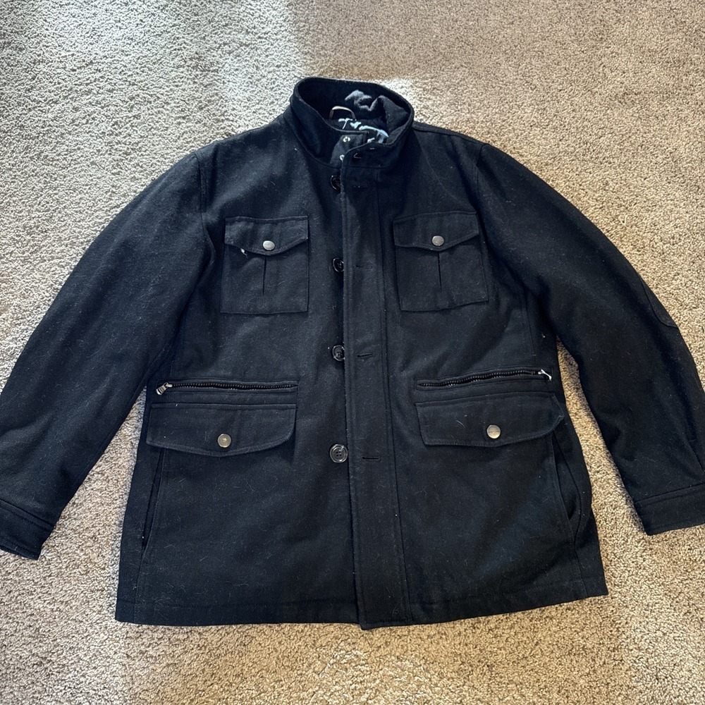 Michael Kors Womens Black Military Single Breasted Trench Coat Size‎ L Classic